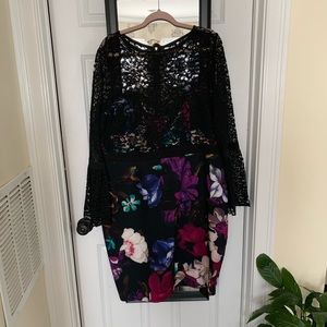 Perfect mix of little black dress and flowers